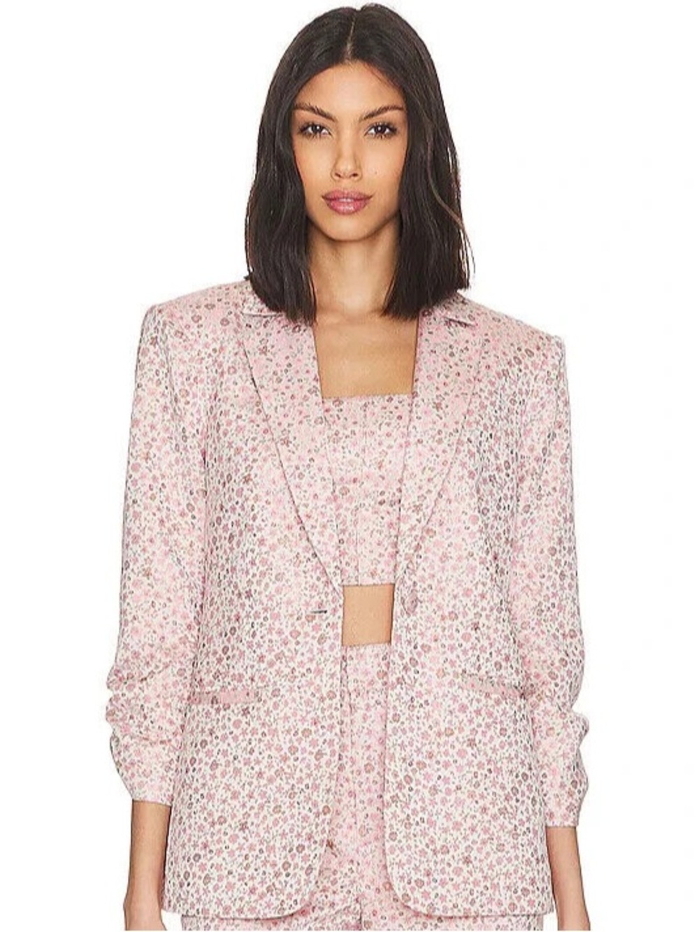 Cinq a Sept Lurex Jacquard Khloe | Pink Floral Women's Blazer Jacket